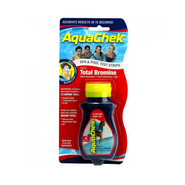 Tiras Analizadoras AquaChek Rojo 4 en 1 | Bromo pH Alcalinidad Dureza | 50 Tiras Test Profesional Spa y Piscina