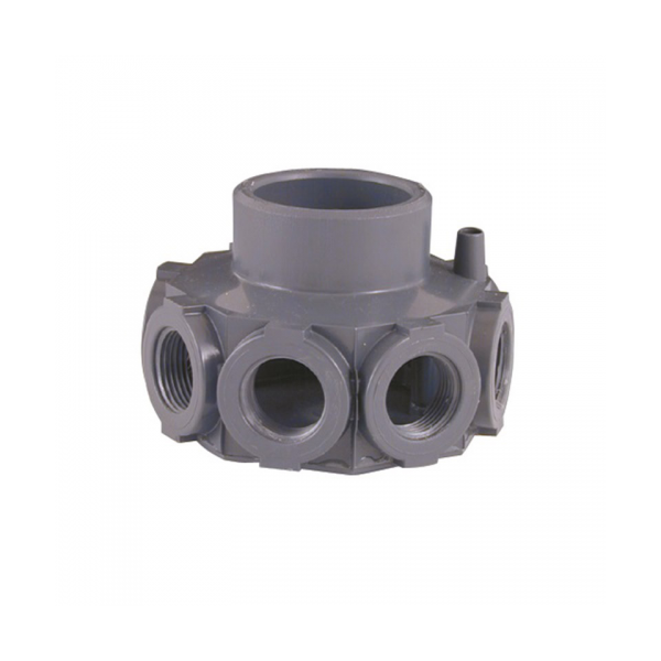 Cabezal Colector 8 Brazos Filtro Piscina | Ø Int. 50mm - Ext. 63mm | Conexión Crepinas 1" | Distribuidor Depuradora PVC
