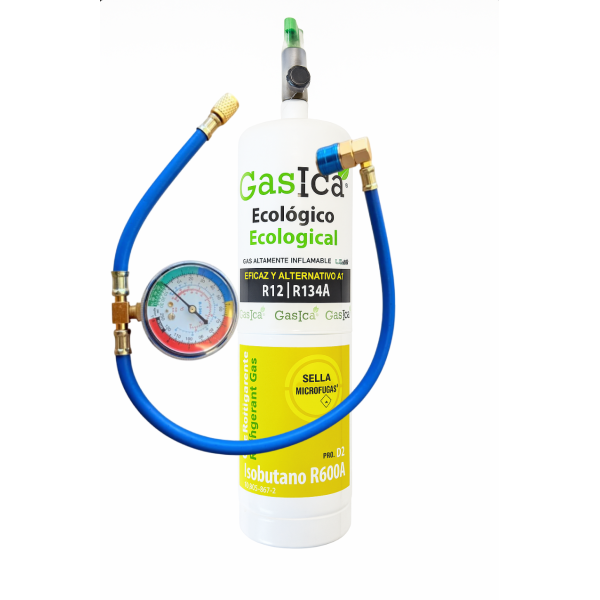 1 ENVASE GAS ORGÁNICO ECOLÓGICO GASICA D2 PRO MANOMETRO COCH