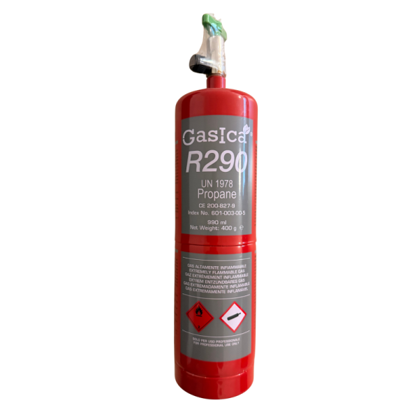 Gas Refrigerante R290 GasCa 400g | Propano Alta Pureza UN 1978 | Sustituto Ecológico R22 R134 R404 | Uso Profesional