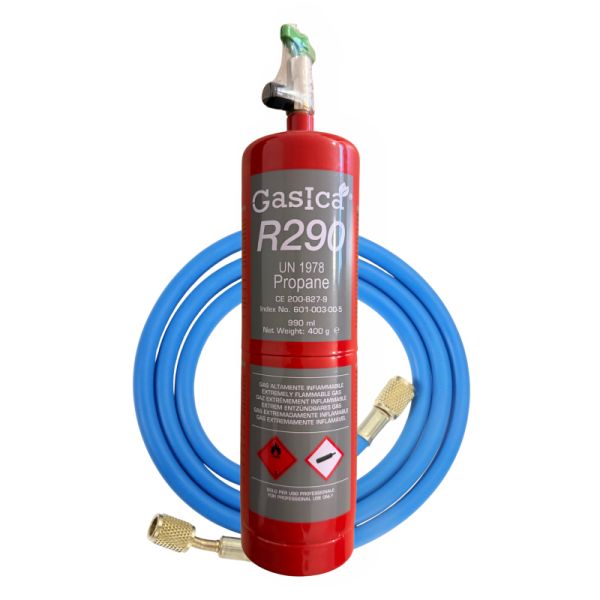 Gas R290 Propano 400g Alta Pureza | Refrigerante Ecológico Eficiente | Incluye Manguera | Ideal para HVAC y Refrigeración