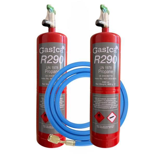 Pack 2 R290 Propano Alta Pureza 800g | Sustituto Ecológico | Alta Eficiencia Energética para HVAC, Bombas de Calor y Frio