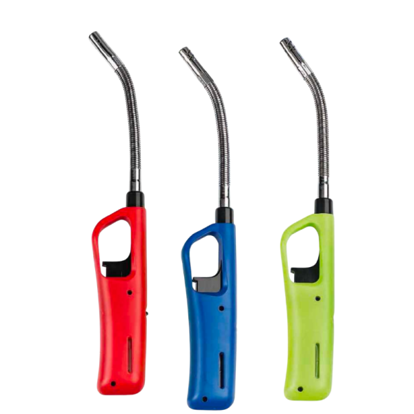 Pack de 3 Encendedores de Gas Flexibles Recargables | Cuello Largo Articulable para Cocina, Barbacoas, Velas y Chimeneas