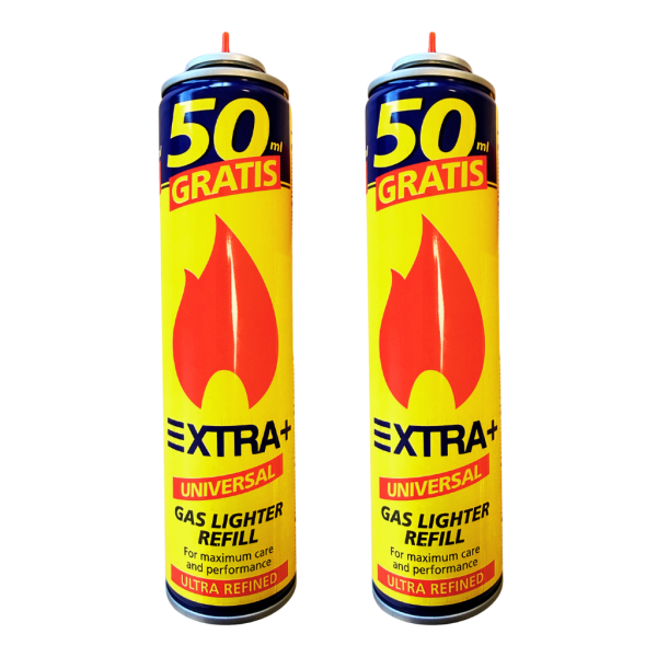 Pack 2 Recargas Gas Universal 300ml | 600ml Total con 5 Adaptadores | Gas Refinado para Mecheros y Sopletes de Cocina