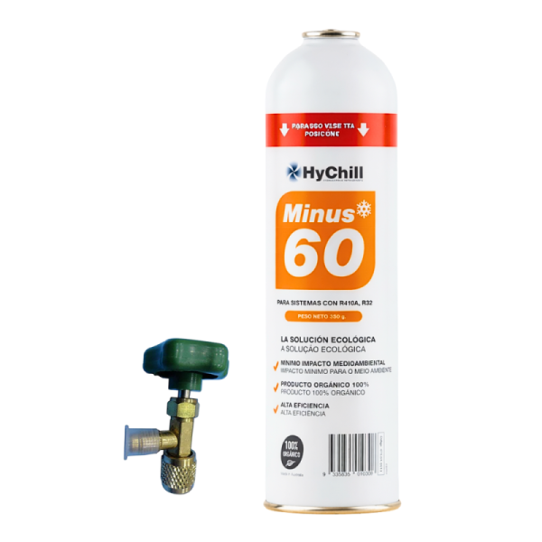 Minus 60 350g | Sustituto Orgánico R410A R32 | Incluye Llave de Servicio | Gas Ecológico Profesional para Climatización