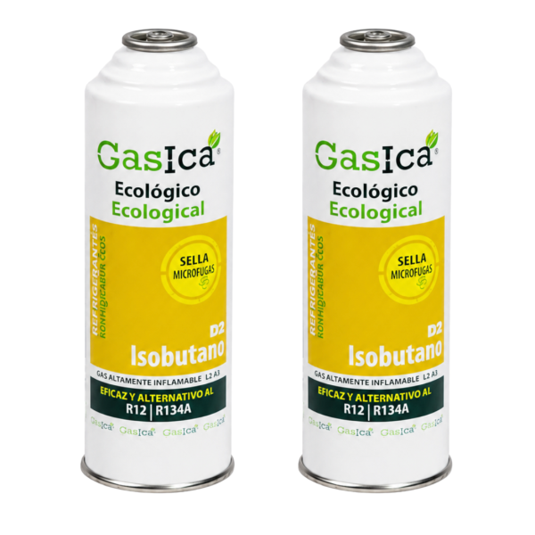 2 envases GasIca Ecológico, Kit de 2 Botellas Refrigerantes con Detector de Fugas, Compatible con R12/R134A, 226g cada envase