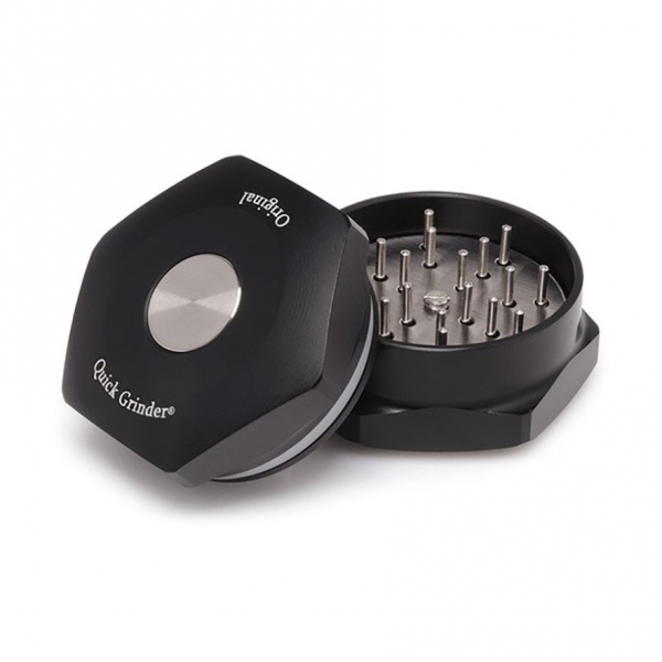 Grinder Metálico Quick V3 Negro | Con Botón Expulsador Automático | Cierre Hermético | Alta Precisión 3 Partes