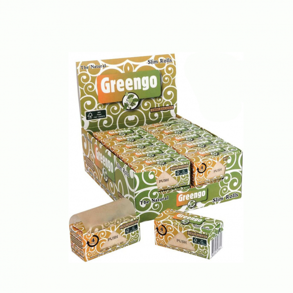 CAJA 24 ROLLOS PAPEL DE FUMAR GREENGO SLIM  44mm 4 metros