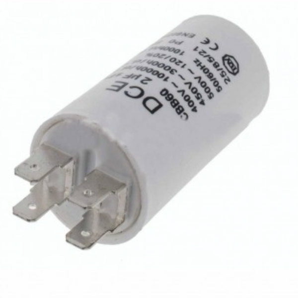 Condensador Trabajo Permanente 2 uF | 450V | Filtro Bipolar para Motor de Ventilador de Aire y Extractor de Baño