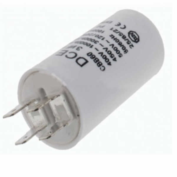 Condensador Trabajo Permanente 3 uF | 450V | Filtro Bipolar para Motor de Ventilador de Aire y Extractor Baño