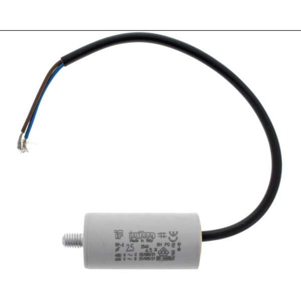 Condensador Trabajo Permanente 16 uF | 450V | Filtro Bipolar con Cable para Motor Cortacesped y Hormigonera