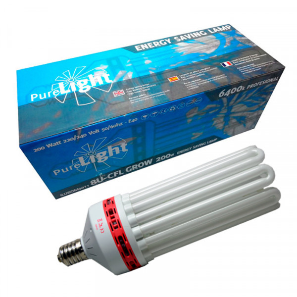 BOMBILLA BAJO CONSUMO PURE LIGHT 200W GROW PROFESIONAL 6400K