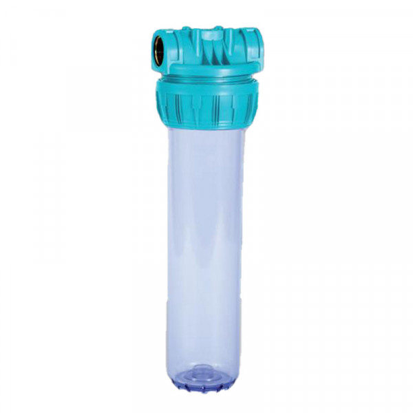 Portacartuchos 20" 3 Piezas Transparente | Conexión 1" Latón | Con Purga | Vaso SAN | Filtros Estándar de 20 Pulgadas