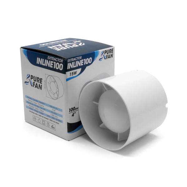 Extractor en línea Pure Fan Line (100mm) | Ventilador Axial-Centrífugo de Alta Resistencia para Uso Doméstico