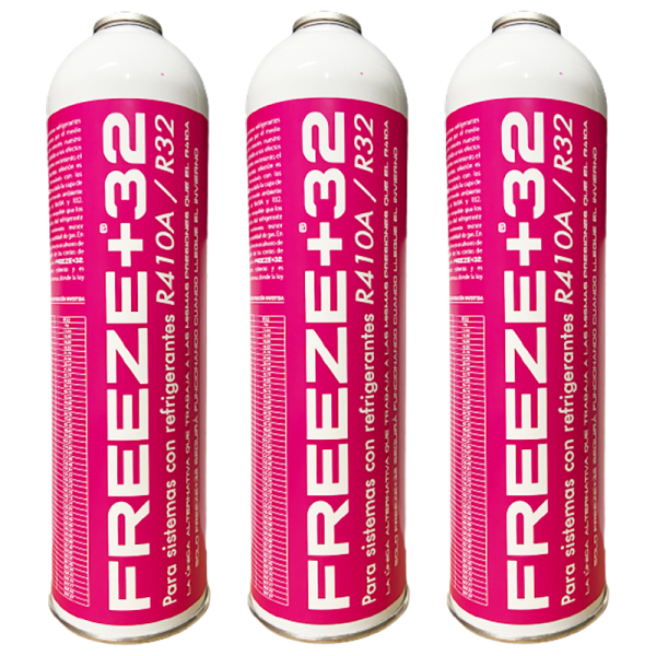 Pack 3 FREEZE +32 350g | Sustituto Ecológico R410A R32 | Gas Orgánico de Alta Eficiencia y Bajo Consumo Eléctrico