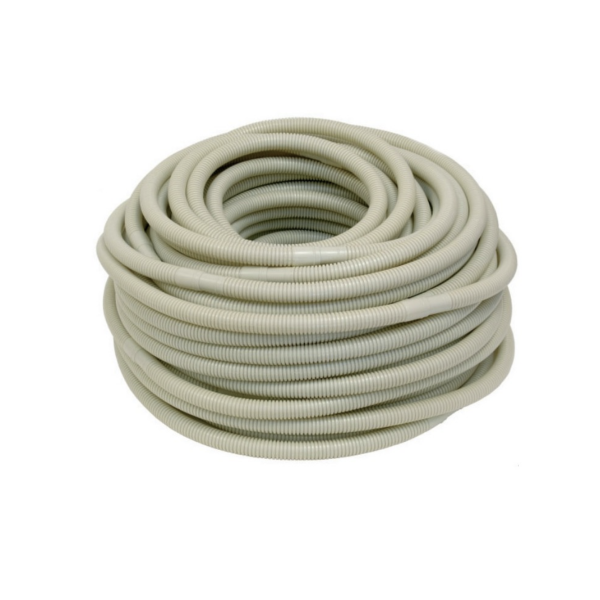 Tubo Corrugado Doble Capa UV 50m | Desagüe Aire Acondicionado 16/18mm | Color Marfil Alta Resistencia | Ø 21mm