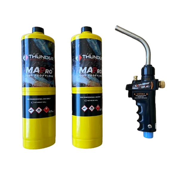 KIT MALETA SOLDADURA SOPLETE + 2 CARTUCHOS GAS MAPP PRO THUNDER PROFESIONAL