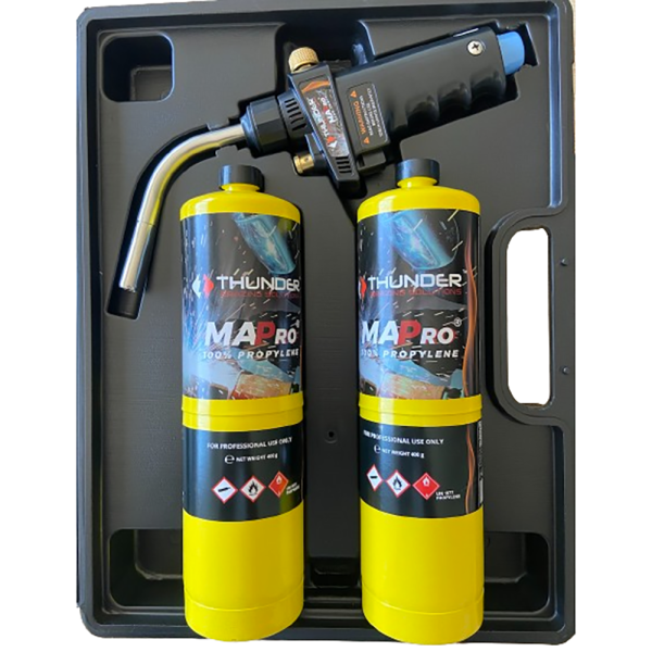 Maleta Profesional de Soldadura THUNDER | 2 Cartuchos MAPPRO 400g | Kit Portátil para Fontanería y Reparaciones HVAC