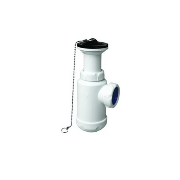 SIFÓN DESAGUE LAVABO ASEO BLANCO CON VÁLVUYLA EXTENSIBLE  CHAPA ACERO Y TAPÓN DE PVC TUBOS 40mm Y 32mm
