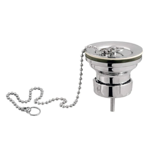 VÁLVULA DESAGUE CON TAPÓN CROMADO LAVABO BIDE 1 1/4" CON CADENA Y ANILLA