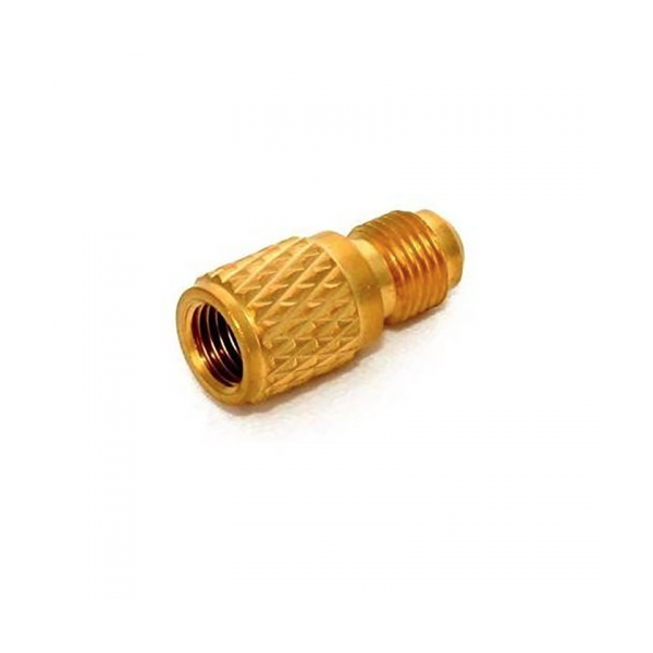 daptador AD87 | 1/4" SAE Macho a 5/16" Hembra | Con Obús Integrado | Para Carga de Refrigerante en Equipos R410A y R32