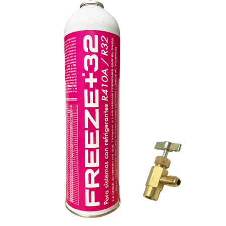 FREEZE +32 350g | Sustituto Ecológico R32 y R410A | Incluye Válvula de Servicio | Gas Orgánico de Alta Eficiencia y Ahorro