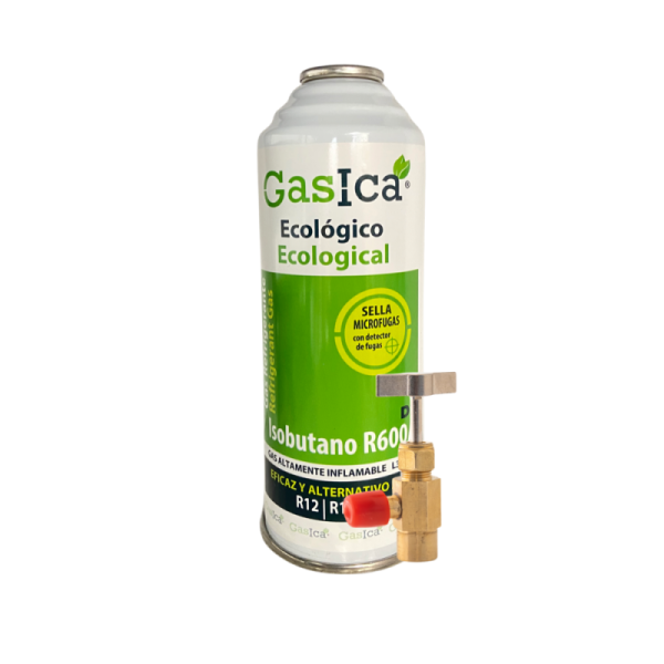 Gasica D2 226g | Sustituto R134a R12 | Sella Fugas y Trazador Verde | Gas Ecológico HC | Con Válvula Incluida