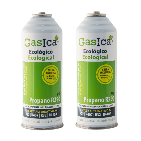 Pack 2 GASICA V2 226g | Sustituto Ecológico R22 R410A R32 R407C | Sellador de Fugas Integrado | Gas Orgánico de Alta Eficiencia
