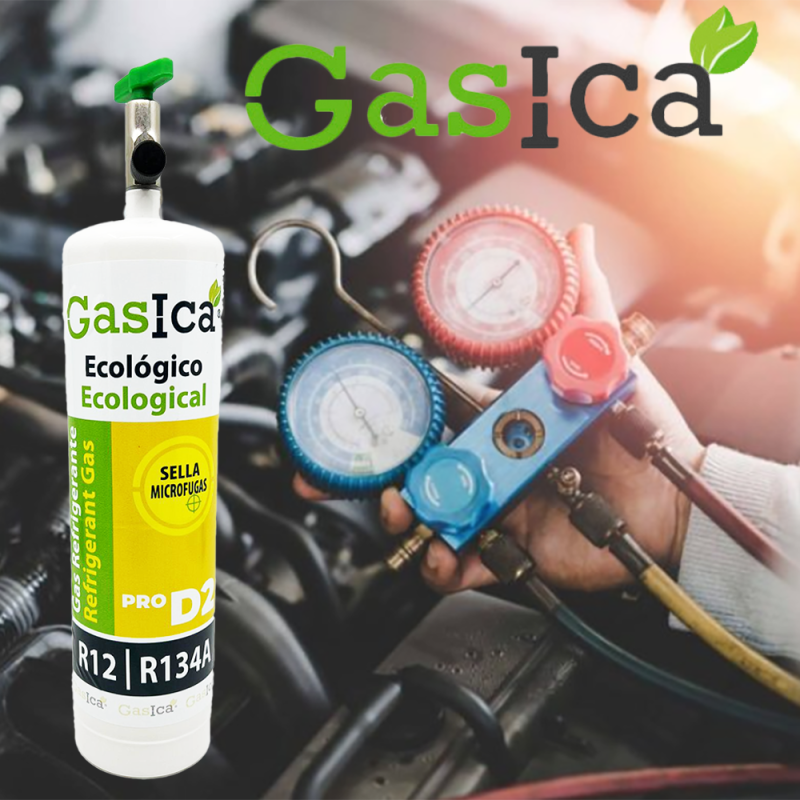 Gas Refrigerante Ecologico D2 – Confezione Risparmio 2 Bombolette Da 400 G, Sostituto Di R12 E R134A, Con Valvola E Manichetta