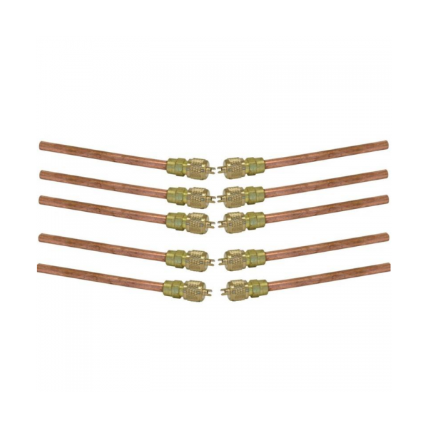 Pack 10 Válvulas de Carga Obús 1/4" SAE | Tubo de Cobre 6x150mm para Soldar | Acceso Servicio Gas Refrigerante | 10 Uds