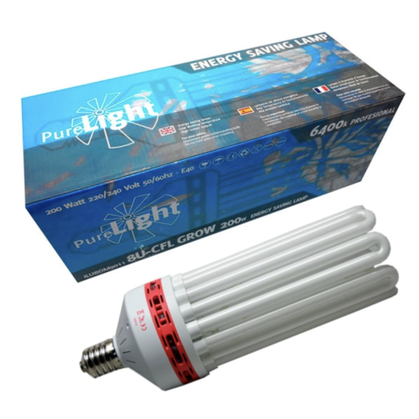 BOMBILLA BAJO CONSUMO PURE LIGHT 200W GROW PROFESIONAL 6400K